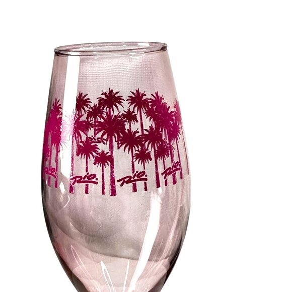 Rio Las Vegas Pink Palm Tree Champagne Glass EUC Fun Casino Collectible - Picture 7 of 8
